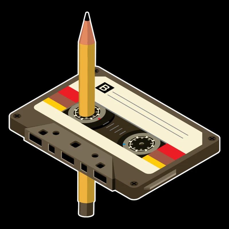 Vintage Kassette mit Bleistift-Design