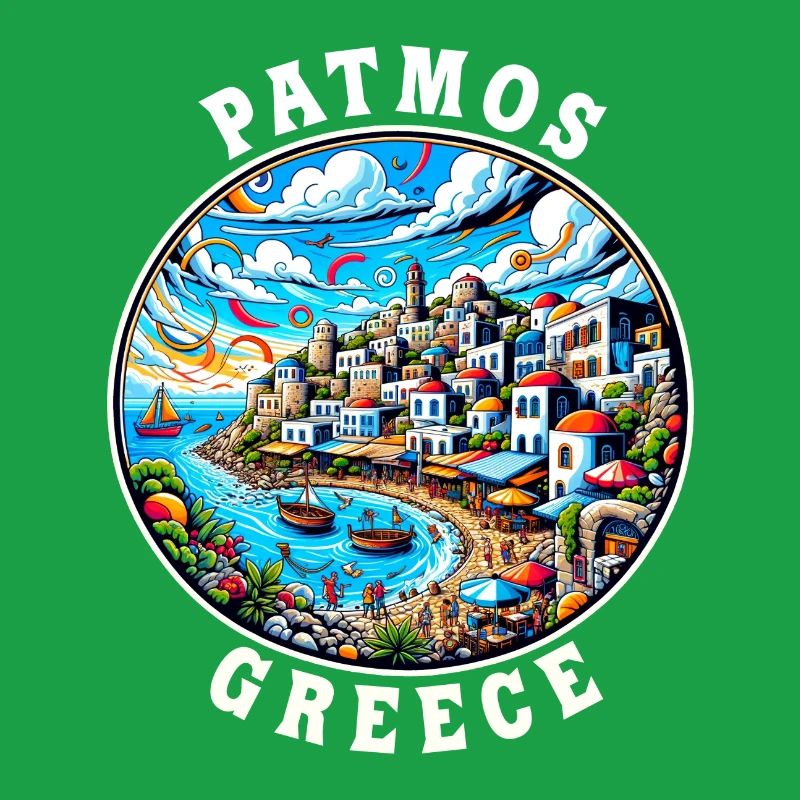 Vacances à Patmos, Grèce, baie de la mer Égée