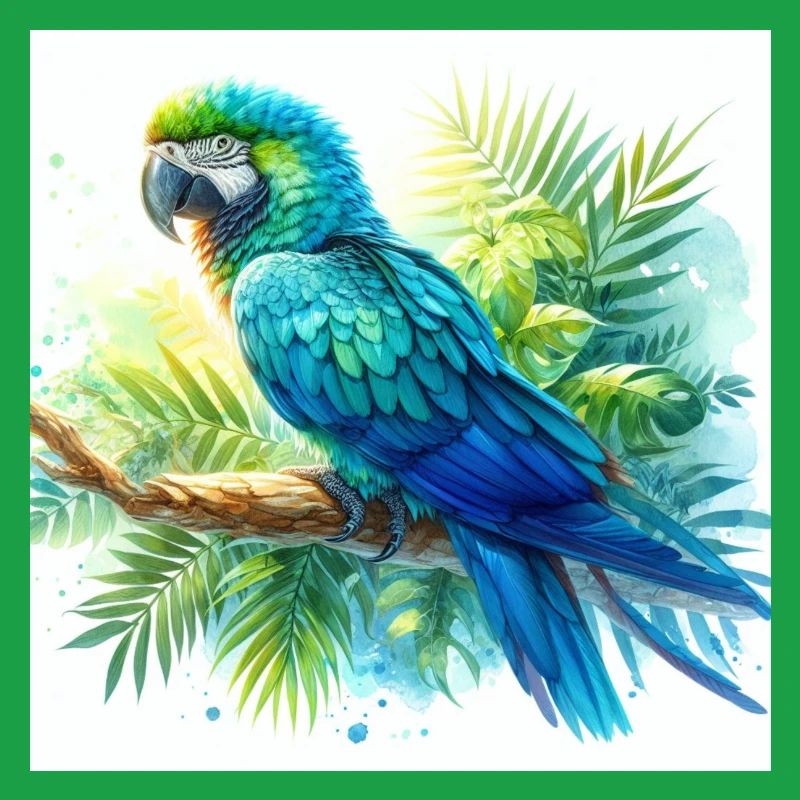 Aquarell Blauer Ara