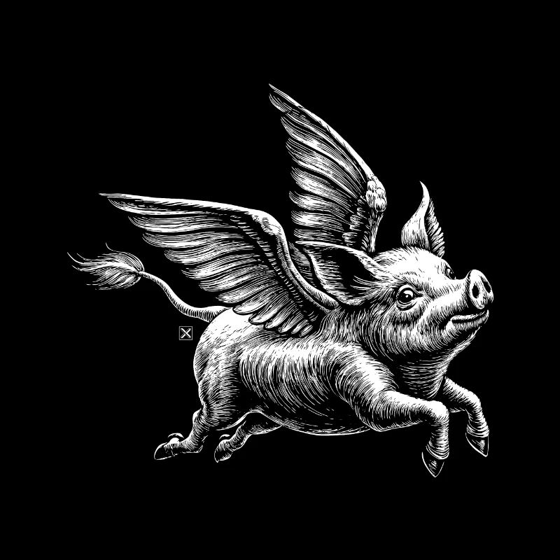 Winged pig: retro illustration