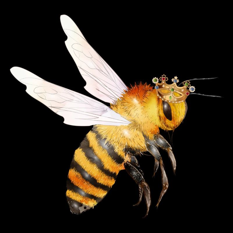 Flying queen bee hand drawn