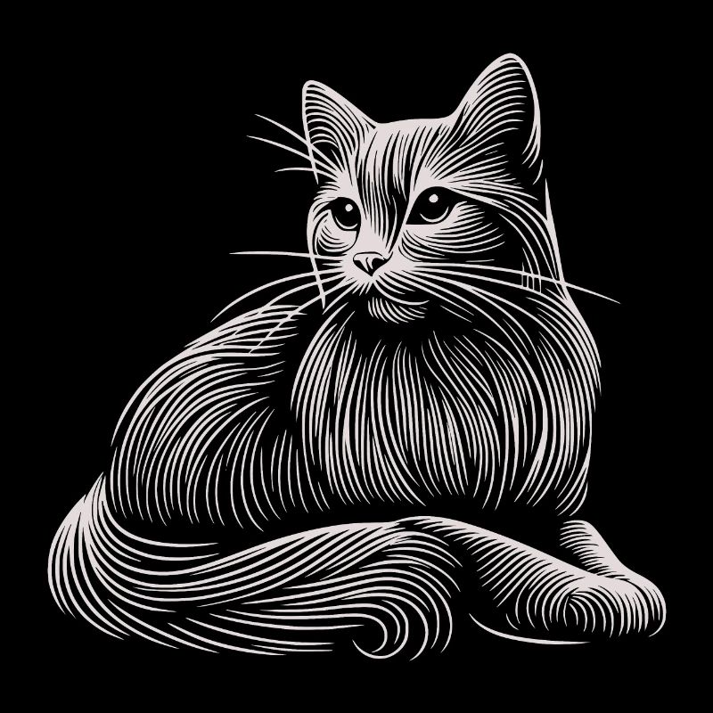 chat blanc motifs traits lumière