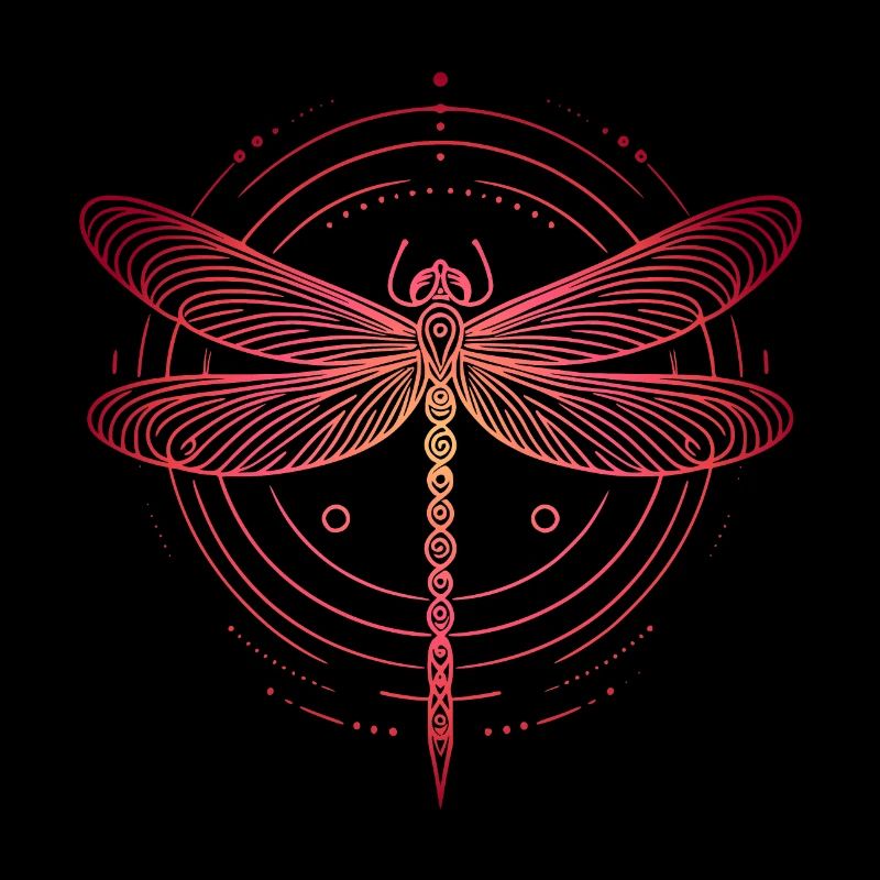 Libelle Spiralmuster, rosa Farbverlauf