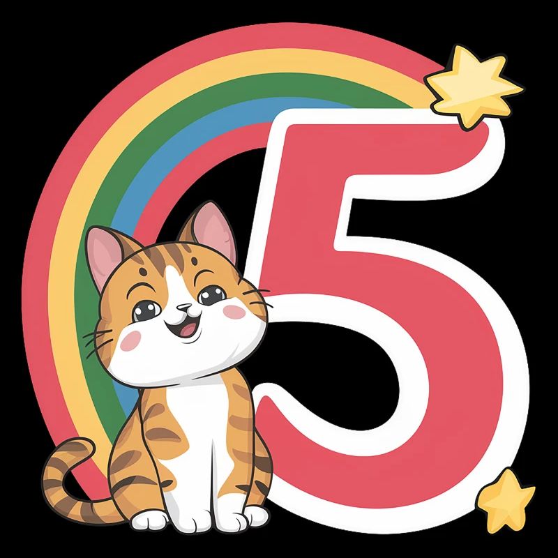 Cute Cat - 5th Birthday - 5 Years