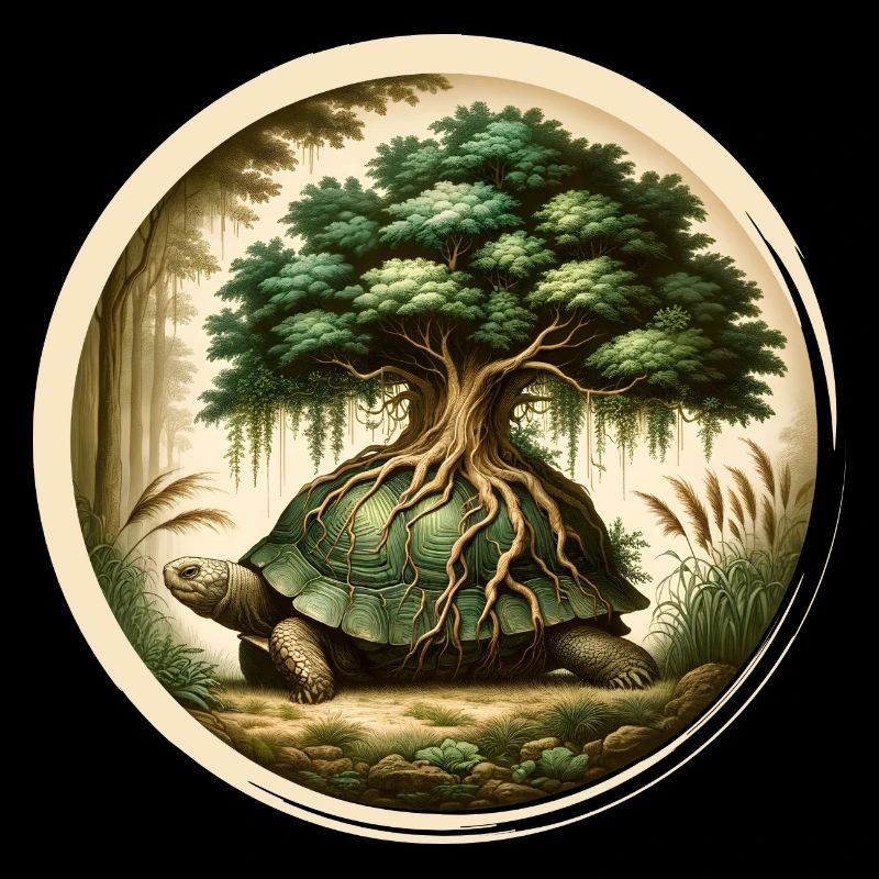Turtle with a bonsai on its carapace