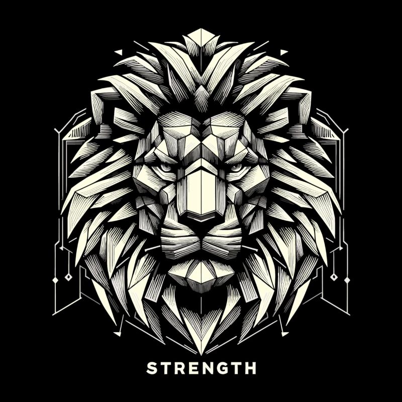 Lion Lion Head Geometric Geometry Strength