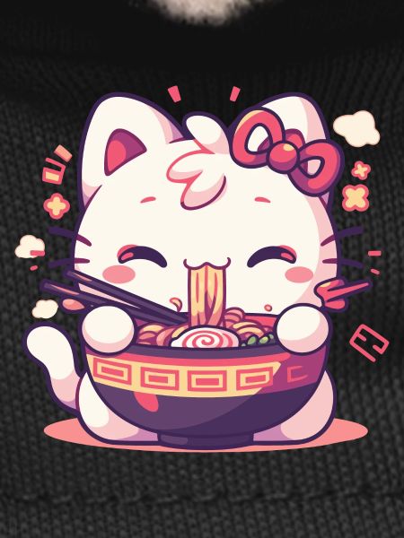 Cat eating Ramen