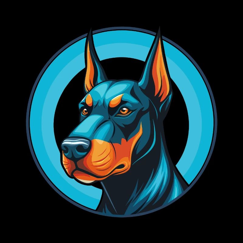 Dobermann chien mignon kawaii dessin animé animal de compagnie logo