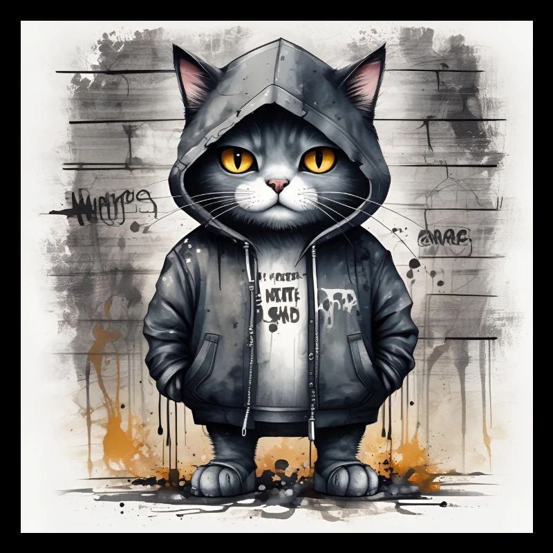Chat graffiti en sweat à capuche