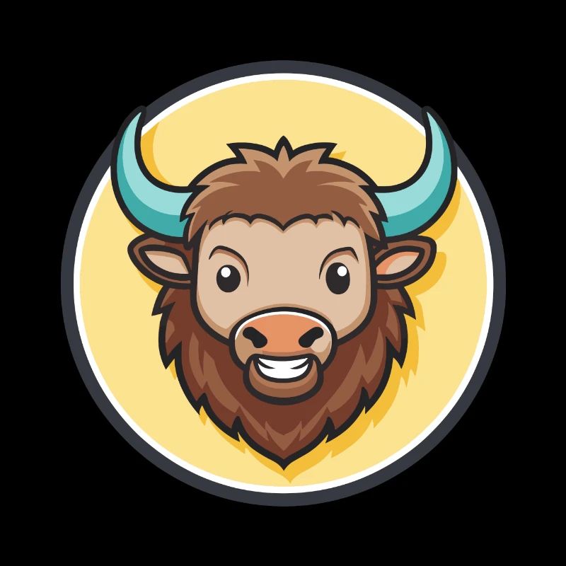 Bison Kawaii Cartoon Figur Tier Haustier Gesicht
