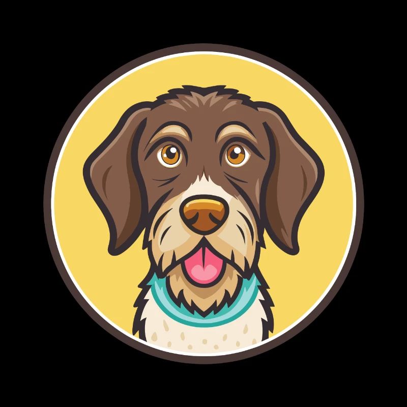 German Wirehaired Pointer Dog Breed Cartoon Kawaii