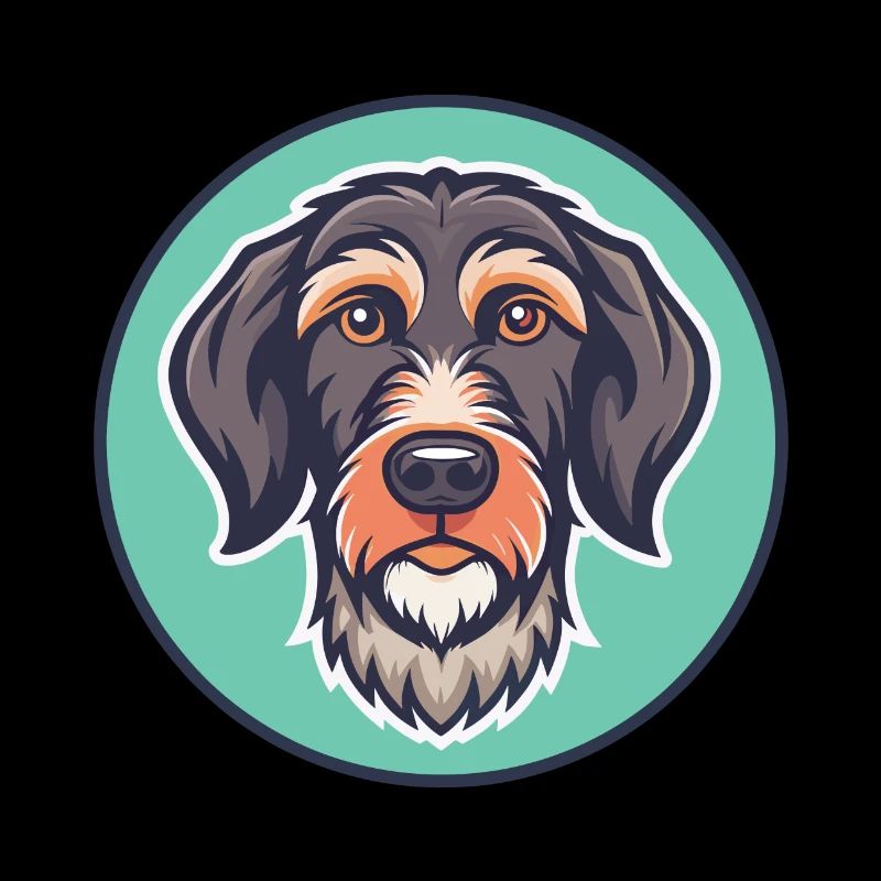 German Roughhaired Pointer Dog Breed Funny Cartoon