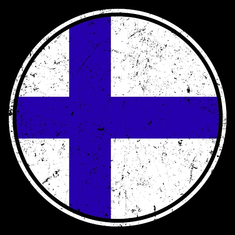 Finnish Flag — Distressed Style & in a Circle