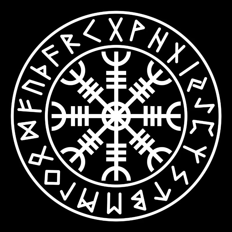 Aegishjalmur circle runes white color