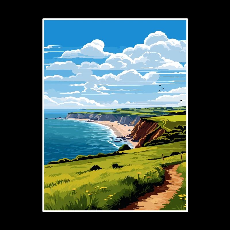 South Devon Aonb Voyage Affiche Peinture Souvenir WPA