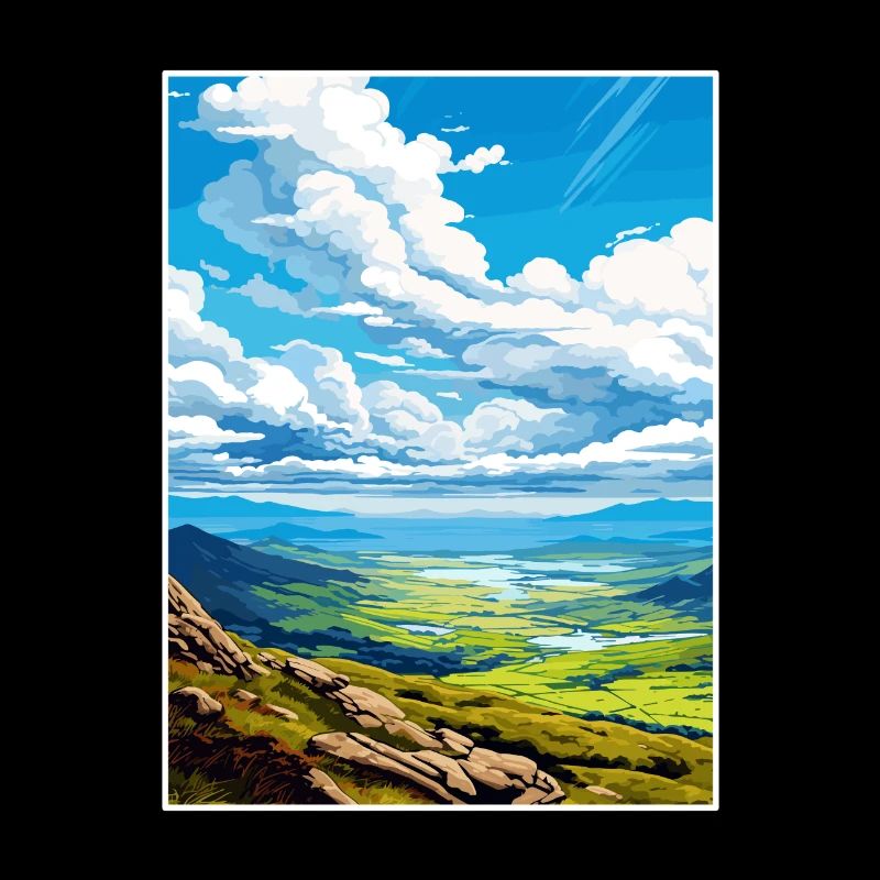 Mourne Mountains Aonb Reise Poster Souvenir WPA