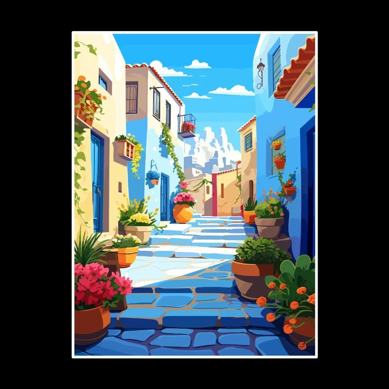 Chefchaouen Maroc Affiche de voyage vintage souvenir