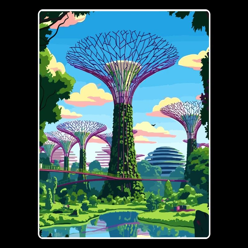 Supertree Grove Singapour Affiche de voyage souvenir