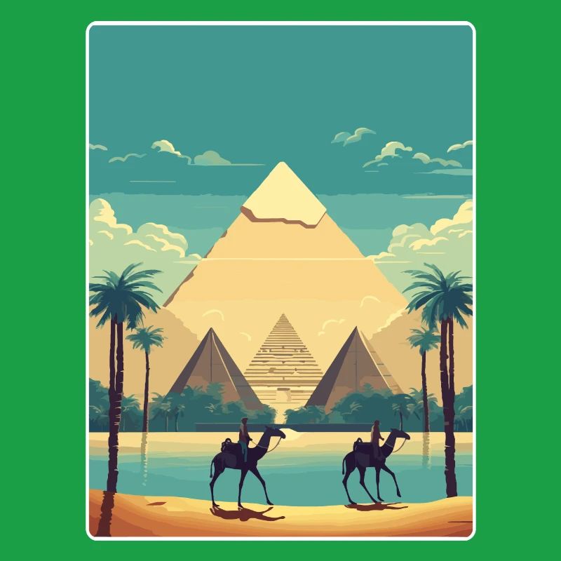 Le Caire, Égypte, Grandes Pyramides De Gizeh, Affiche De Voyage
