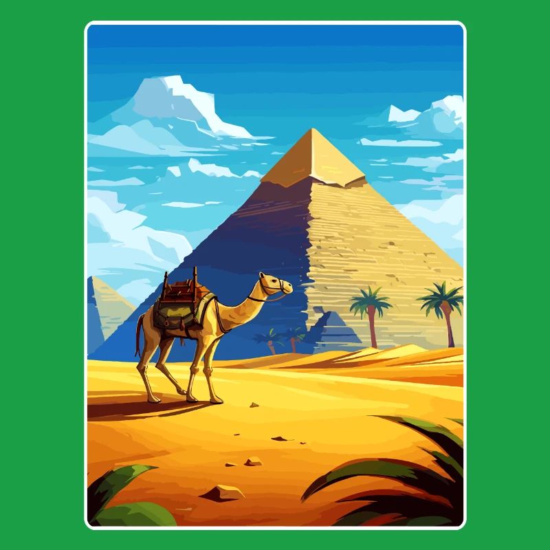 Le Caire, Égypte, Grandes Pyramides De Gizeh, Affiche De Voyage
