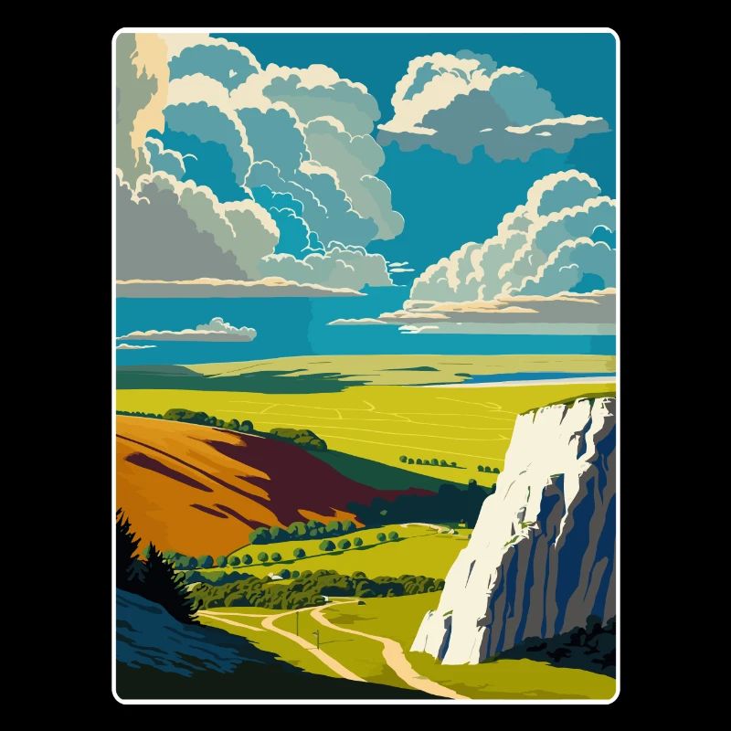 Affiche de voyage souvenir du parc national des South Downs