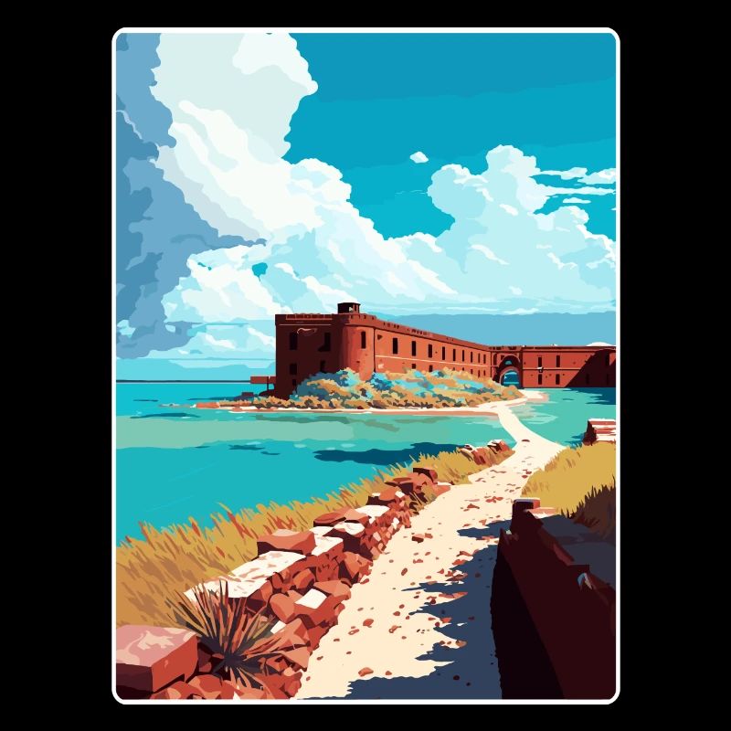 Affiche de voyage souvenir du parc national de Tortugas sèche
