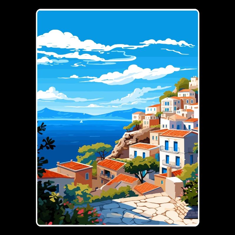 Hydra Grèce Affiche de voyage Souvenir Carte Postale Peinture