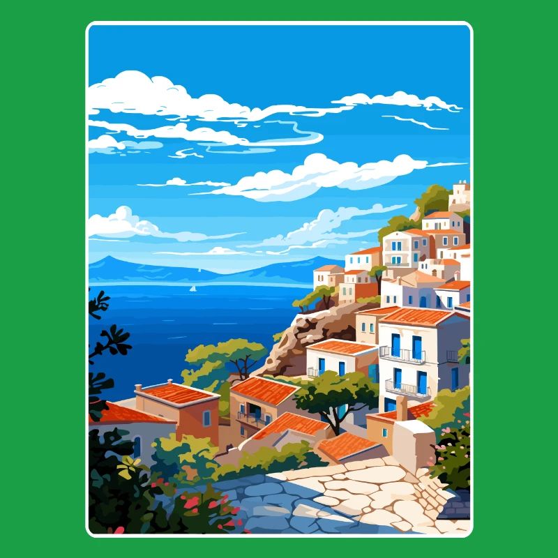 Hydra Grèce Affiche de voyage Souvenir Carte Postale Peinture