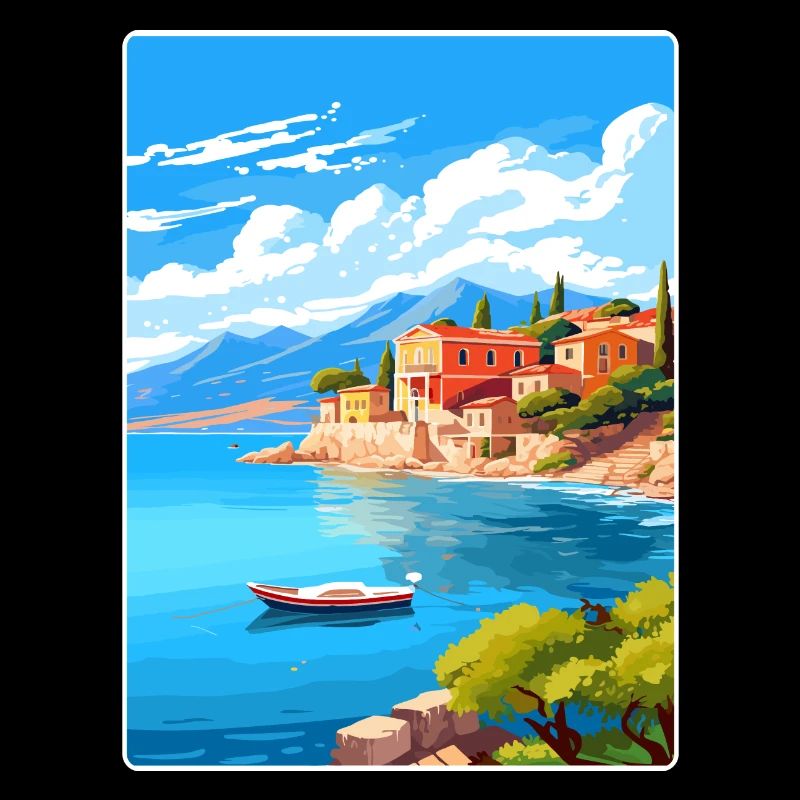 Corfu Greece Travel Poster Souvenir Postcard Paint