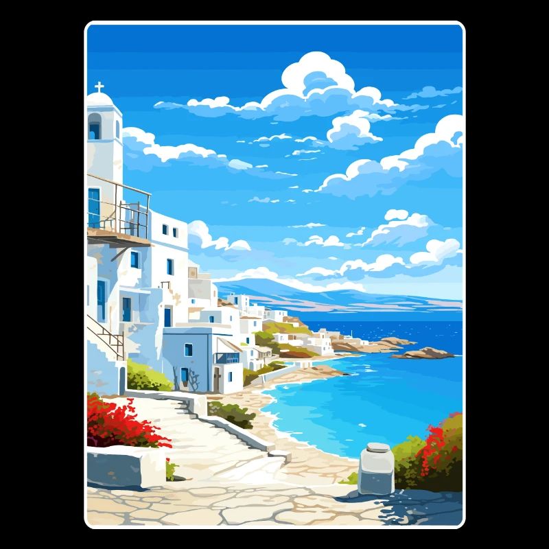 Paros Grèce Affiche de voyage Peinture de carte postale souvenir