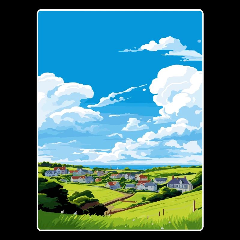 Crantock, Cornouailles, Angleterre, Affiche de voyage, Souvenir