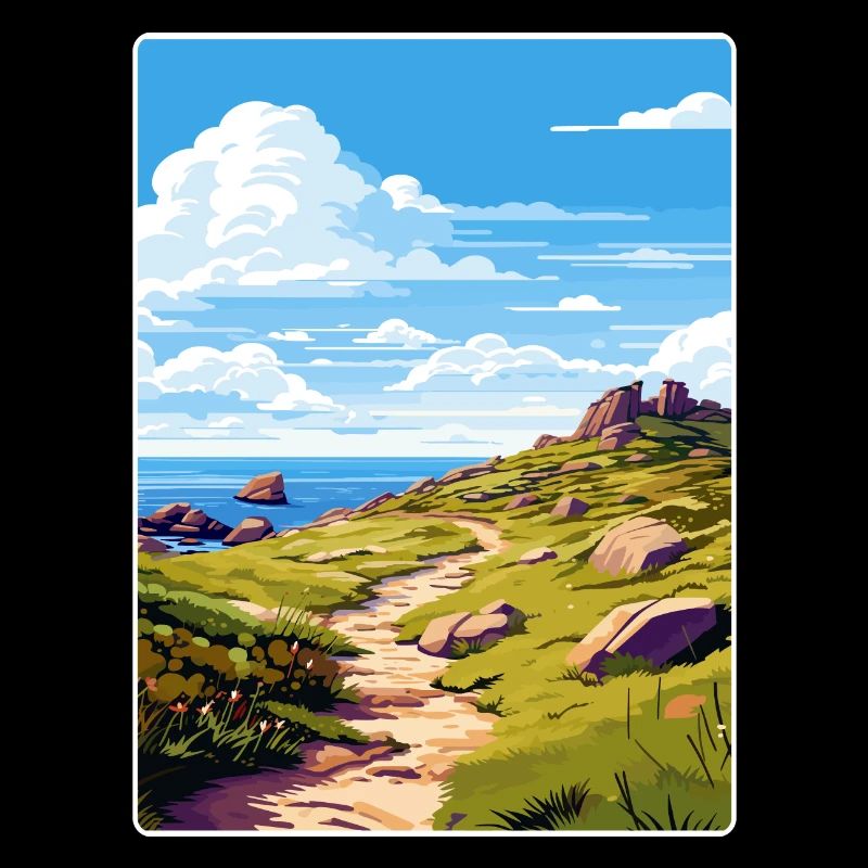 Lands End Cornouailles Angleterre Affiche de voyage souvenir