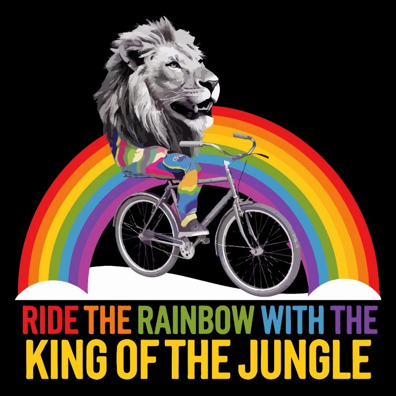 Lion Riding Rainbow with Jungle Text