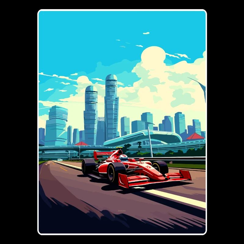 Affiche de voyage de course de sport automobile sur le circuit de Singapour