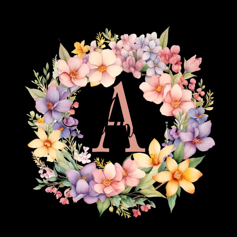 A| Monogramme | Nom | Alina | Aquarelle | Coloré