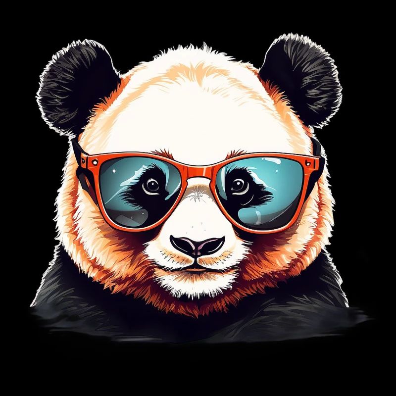 Tête de panda décontractée avec lunettes de soleil