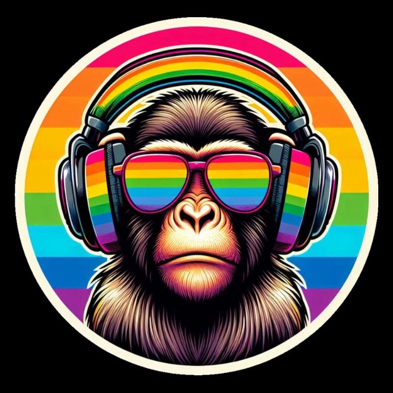 Monkey Casque Lunettes Arc-en-ciel Coloré