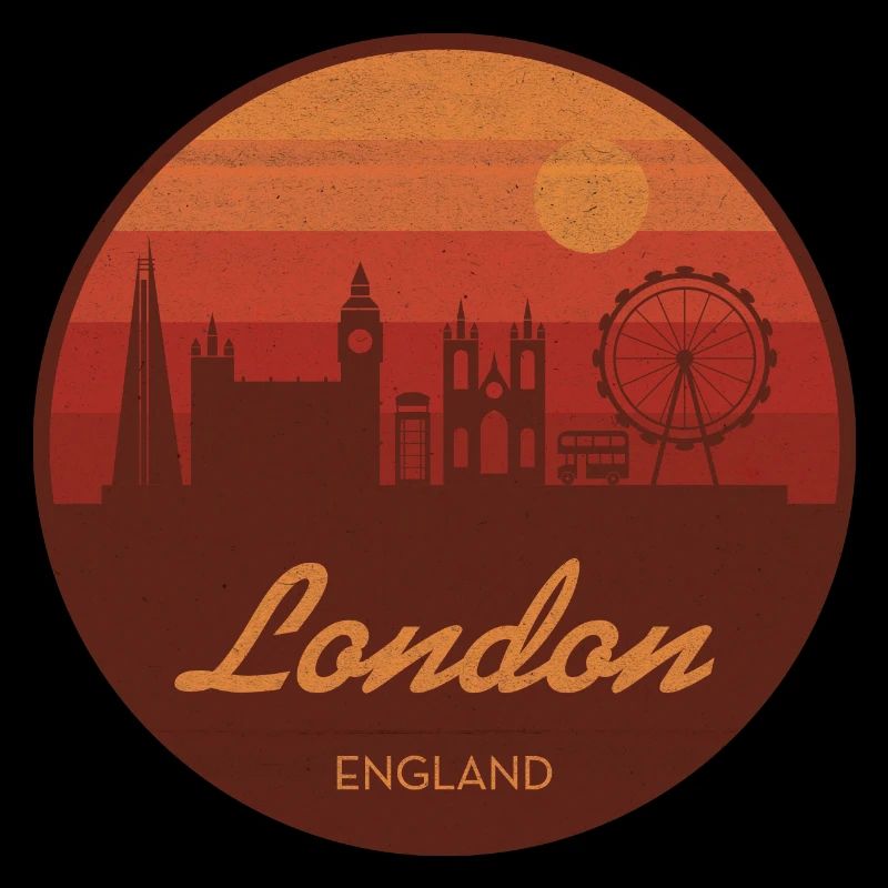 La silhouette de Londres dans un coucher de soleil rétro