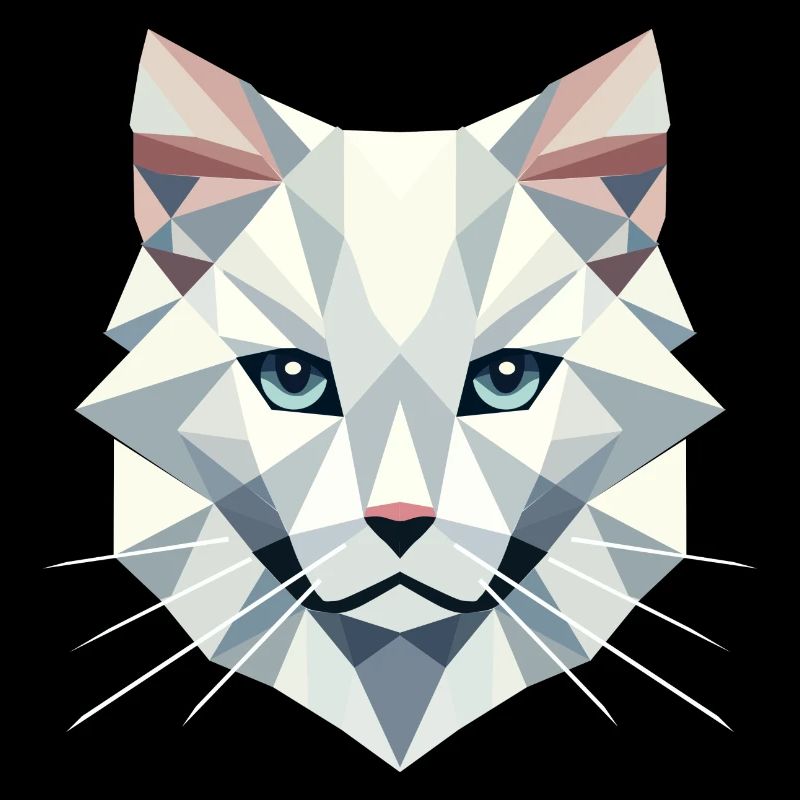Élégance géométrique : Chat blanc à facettes