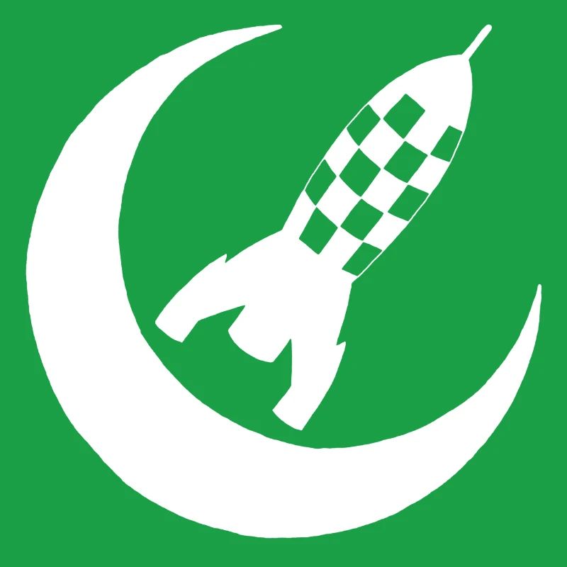 White rocket and half moon