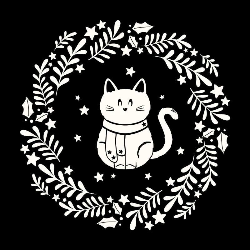Weihnachtskranz mit süßer Katze