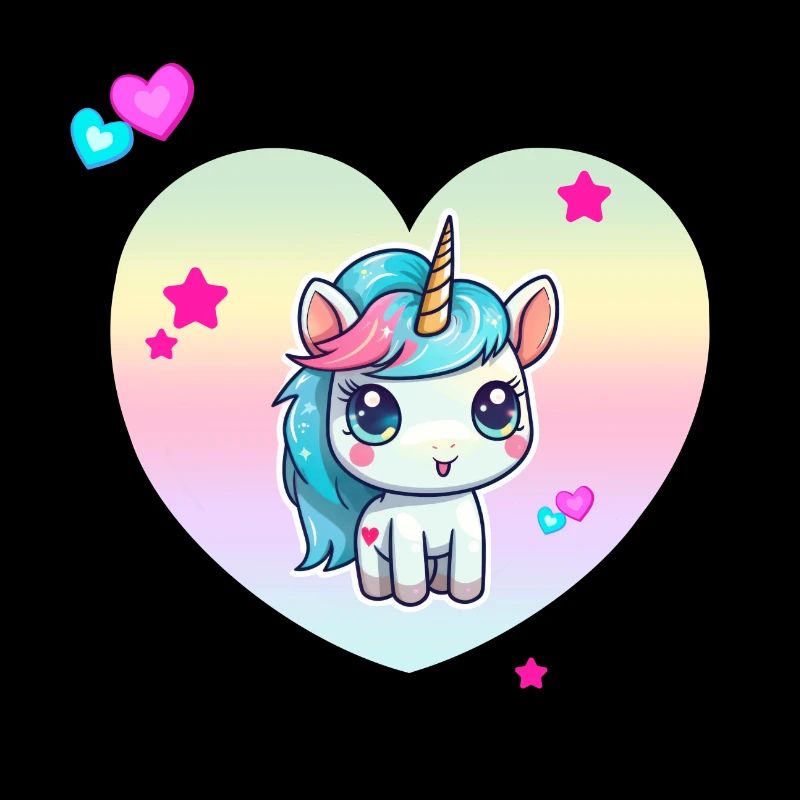 Licorne mignonne avec cœur pastel