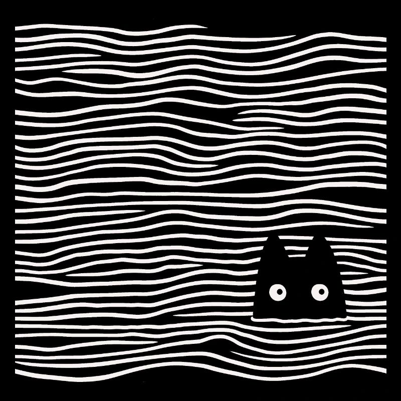 Chat dans la mer