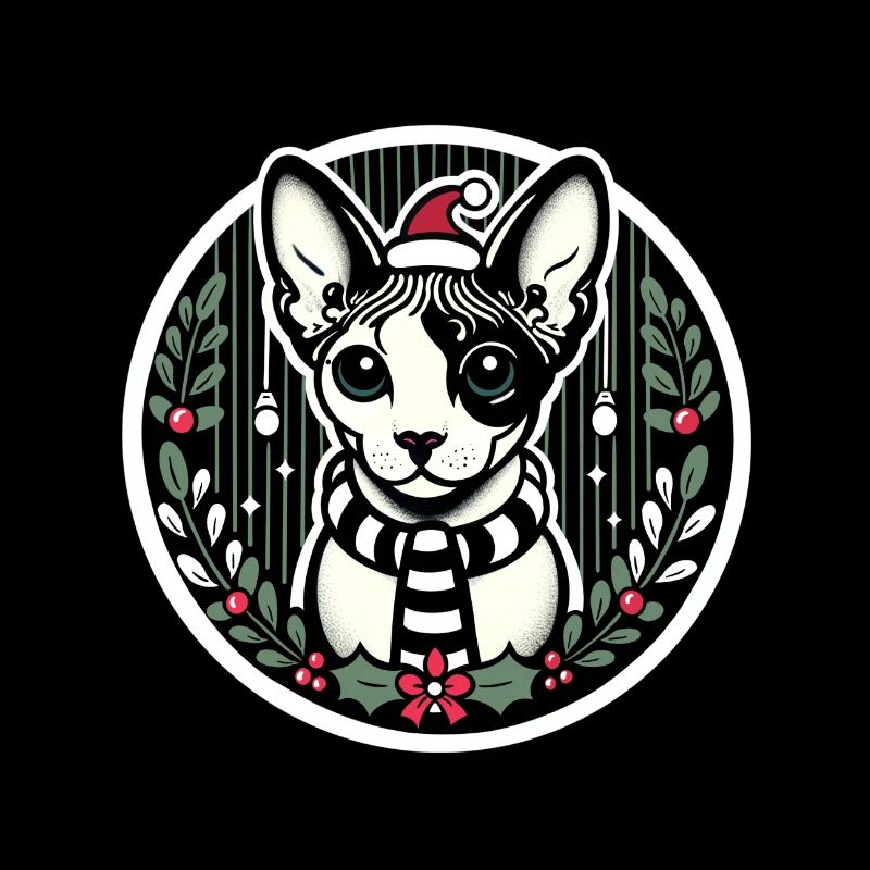 Portrait de Noël d’un Sphynx