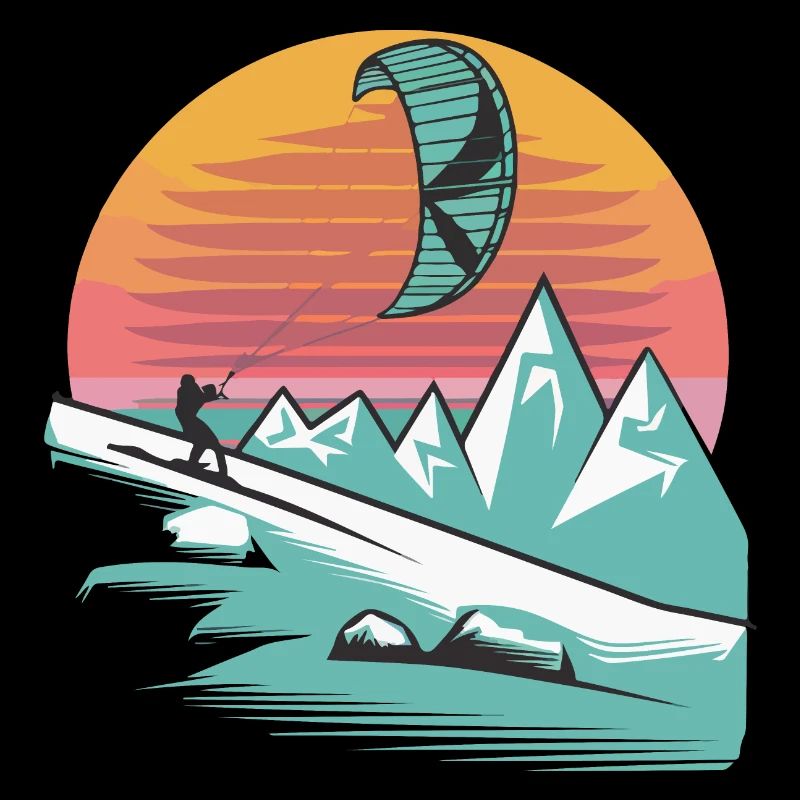 Snowkiting Minimalist Sunset