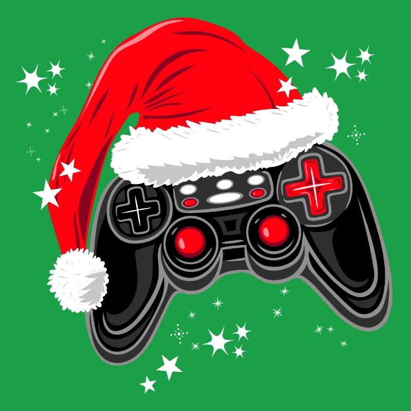 Gaming-Controller mit Weihnachtsmütze