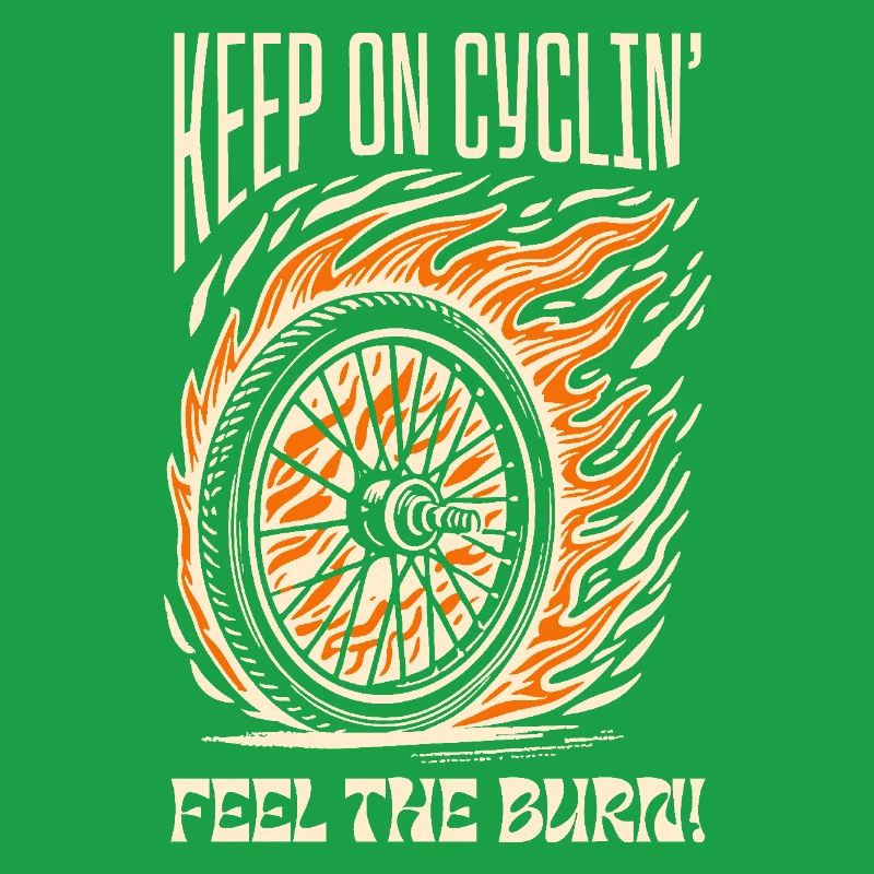 Keep on Cyclin' – Fiery Bicycle Wheel