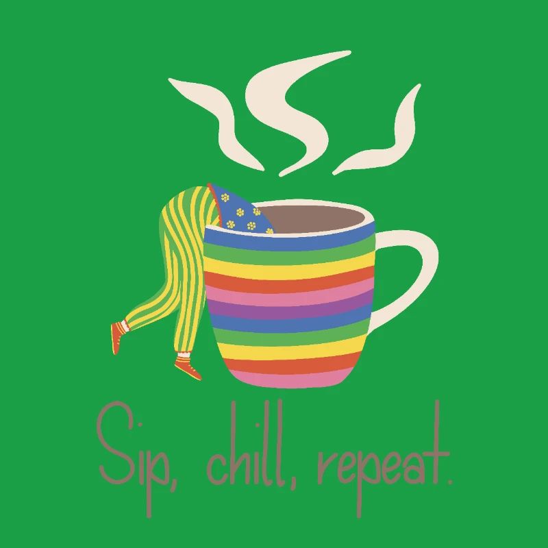 Sip, chill, repead - Rainbow Coffee Lover