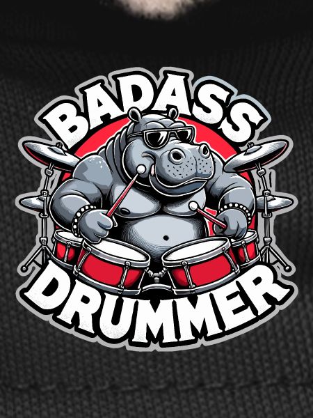 Badass Drummer Hippo Cool Gift