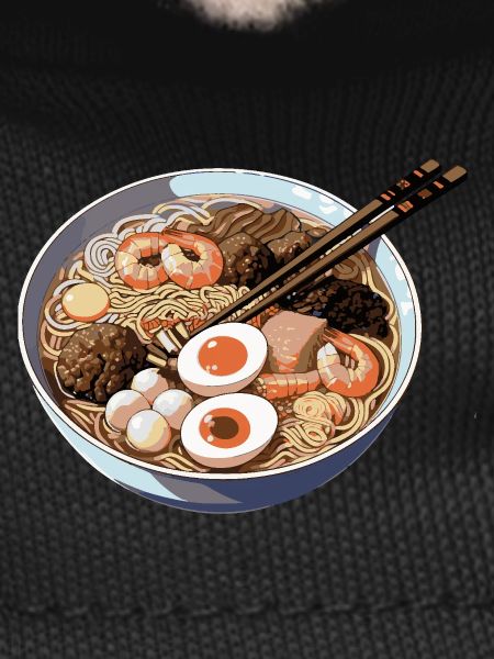 Ramen bowl with egg shrimp
